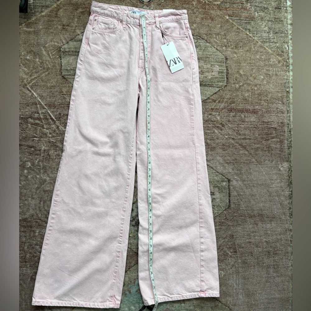 Zara Pink Wide Leg Jeans - Picture 8 of 10